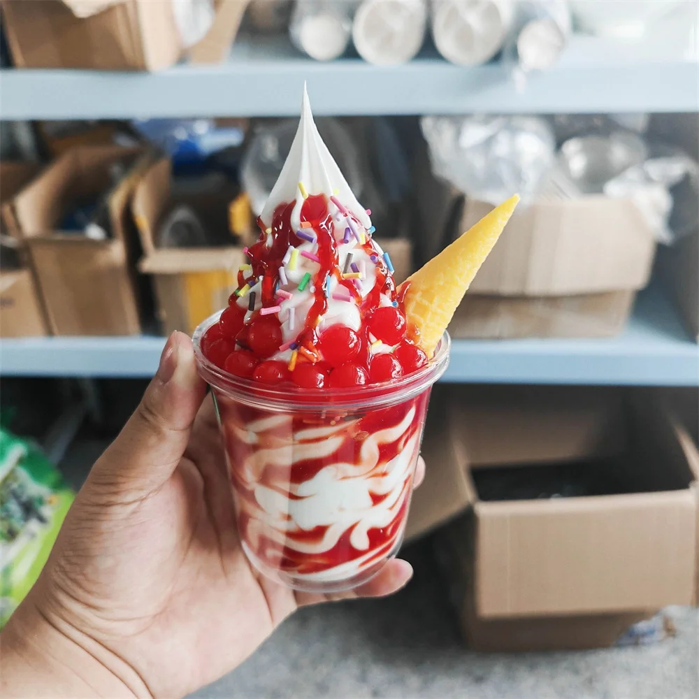 Recommended Supermarket Ice Cream Shop Delicious Low Calorie Slightly Sweet Snow Chocolate Fluffy Sundae Food Model Asmr Props #5