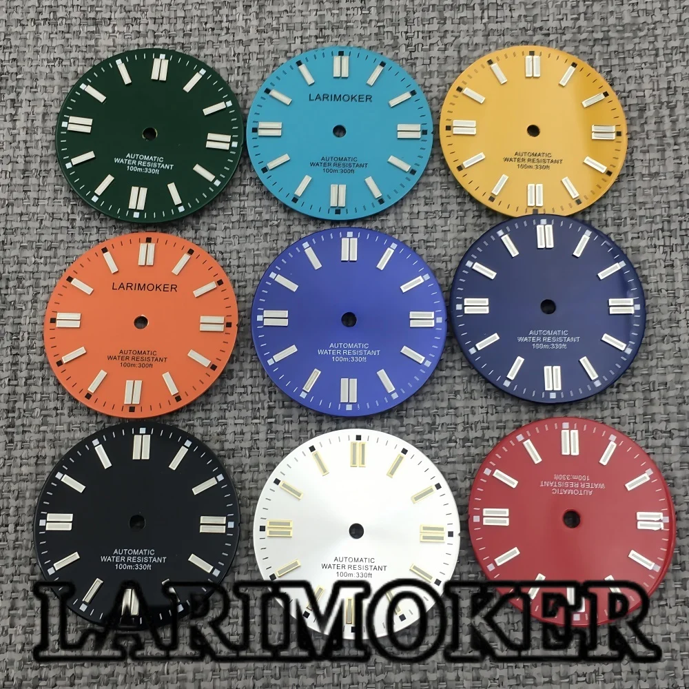 

LARIMOKER 29MM watch accessories red blue green black silver orange yellow dial for NH35 MIYOTA 2813 automatic movement luminous