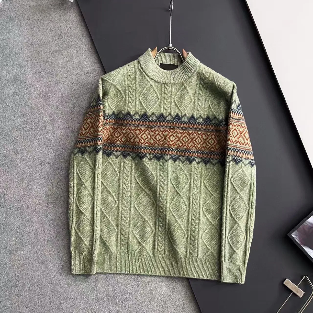 

Italian LP old money wind holiday men's crew neck cashmere sweater