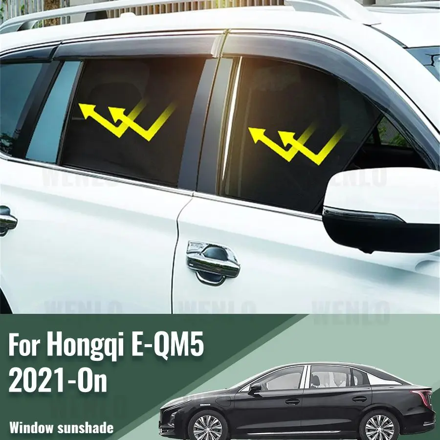 For Hongqi E-QM5 2021 2022 2023 2024 Car Sunshade Magnetic Front Windshield Frame Curtain Rear Side Window Sun Shades Visor