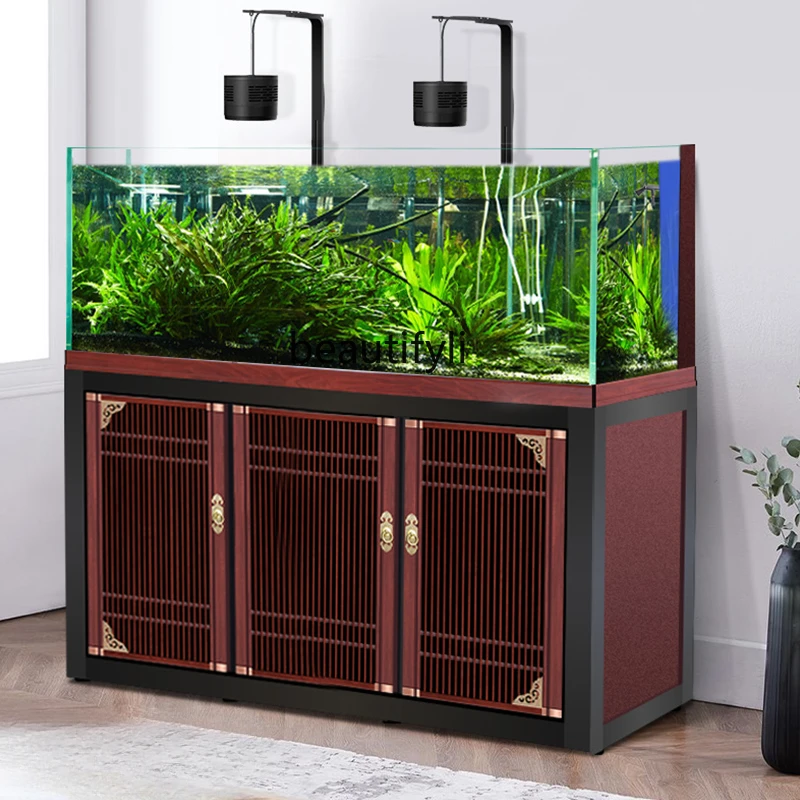 Aquatic Grass Fish Tank Ecological Aquarium Living Room Ultra-White Glass Bottom Filter Stream Tank