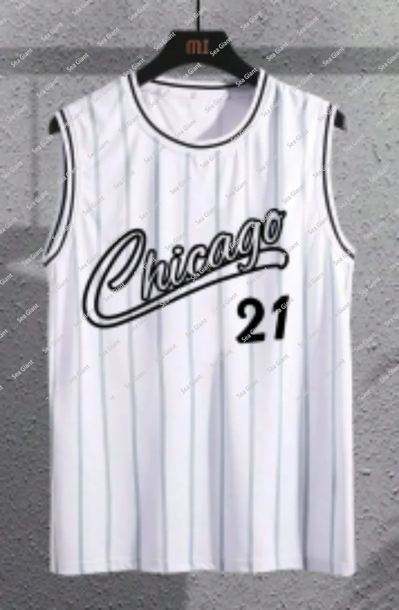 

Tank top fully stitched white basketball fan uniform club summer sports sleeveless mesh moisture absorption training uniform