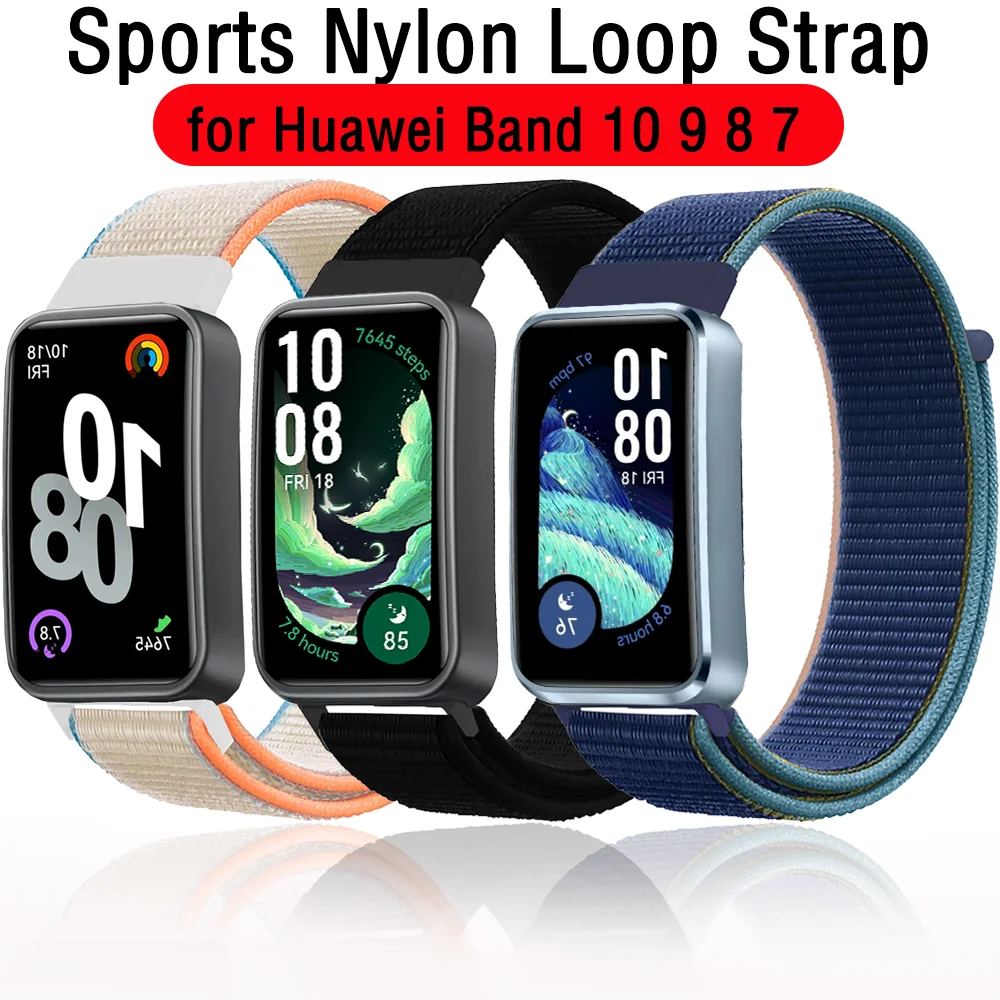 

Спортивный нейлоновый ремешок-петля для Huawei Band 10 9 8 7, дышащий браслет, ремешок для часов Huawei Band 10 9 8, сменные аксессуары Correa