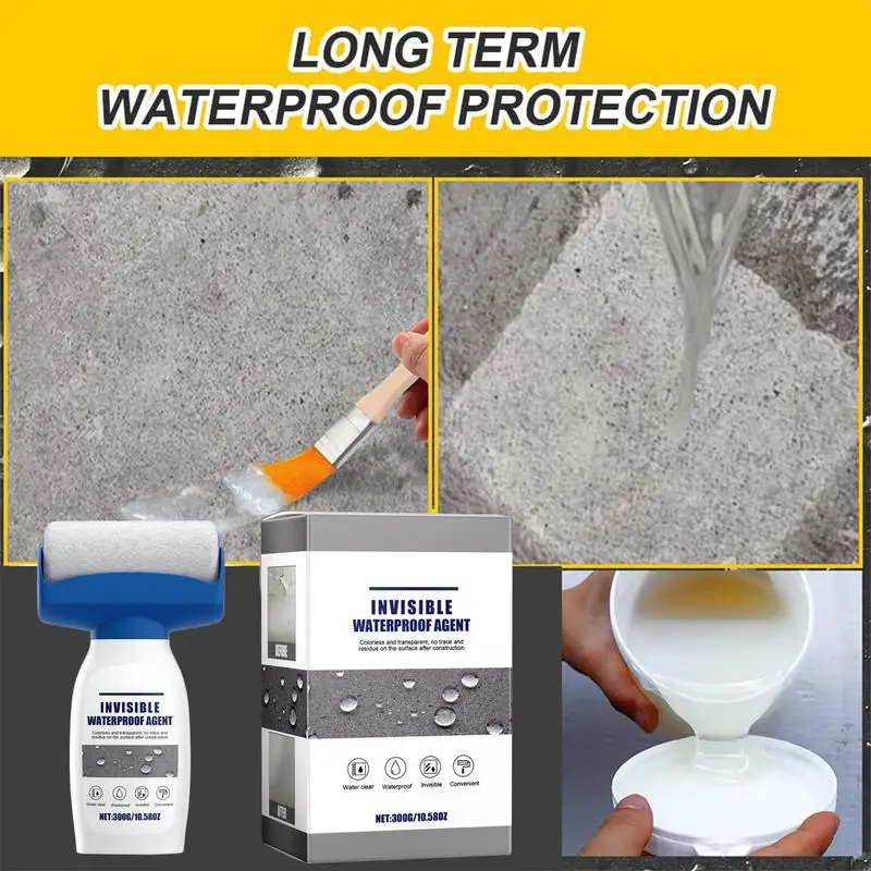 Invisible Waterproof Agent Waterproof Insulating Sealant Water-Based Odor-Free Coating With Roller And Gloves For Easy