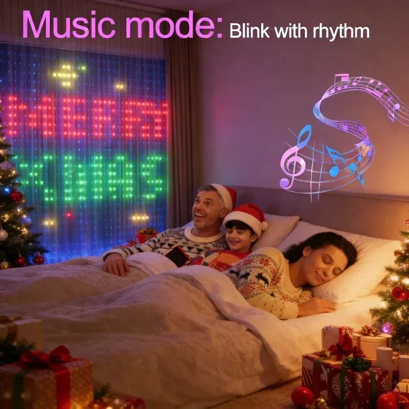 LED Curtain Lights with App Control, DIY Fairy String Lights Warm White for Christmas Window Party Decor