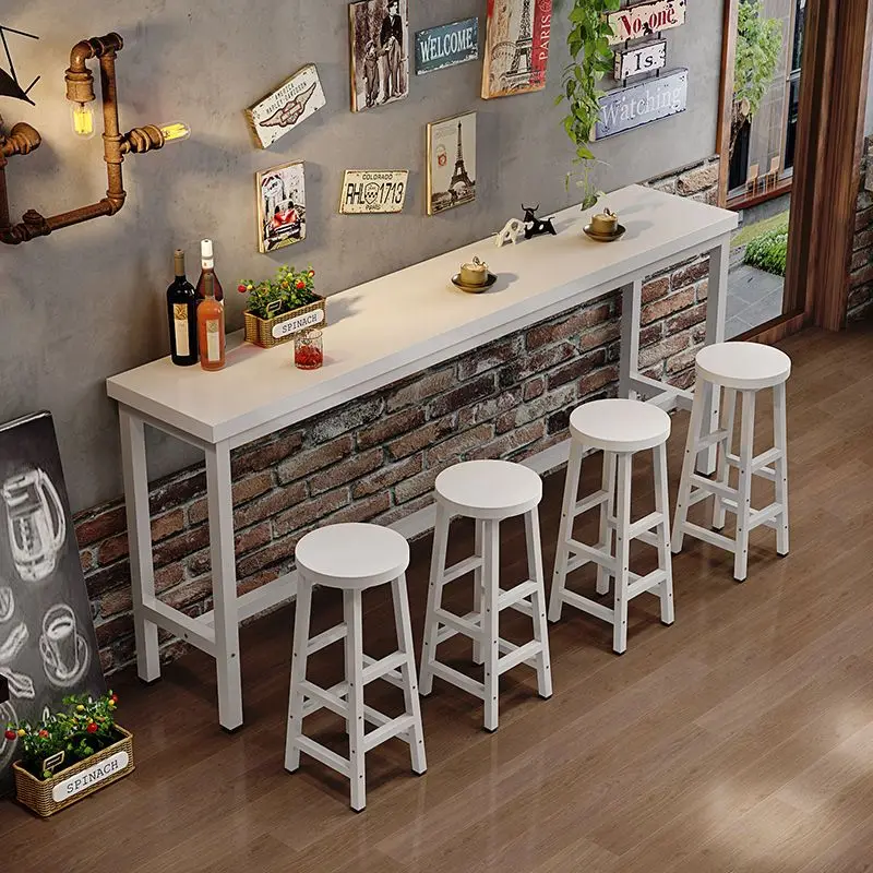 Bureau De réception à domicile élégant, Design rétro étroit, comptoir De Bar esthétique, dessus en bois, meubles commerciaux