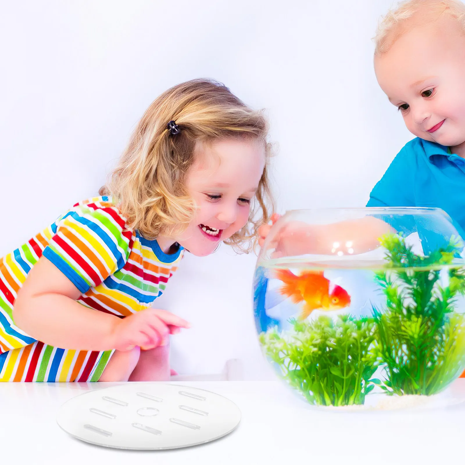 18Cm Round Acrylic Aquarium Lid Cover Escape-Proof Transparent Fish Tank Hood for Circular Tanks Safe Feeding Cleaning Dry