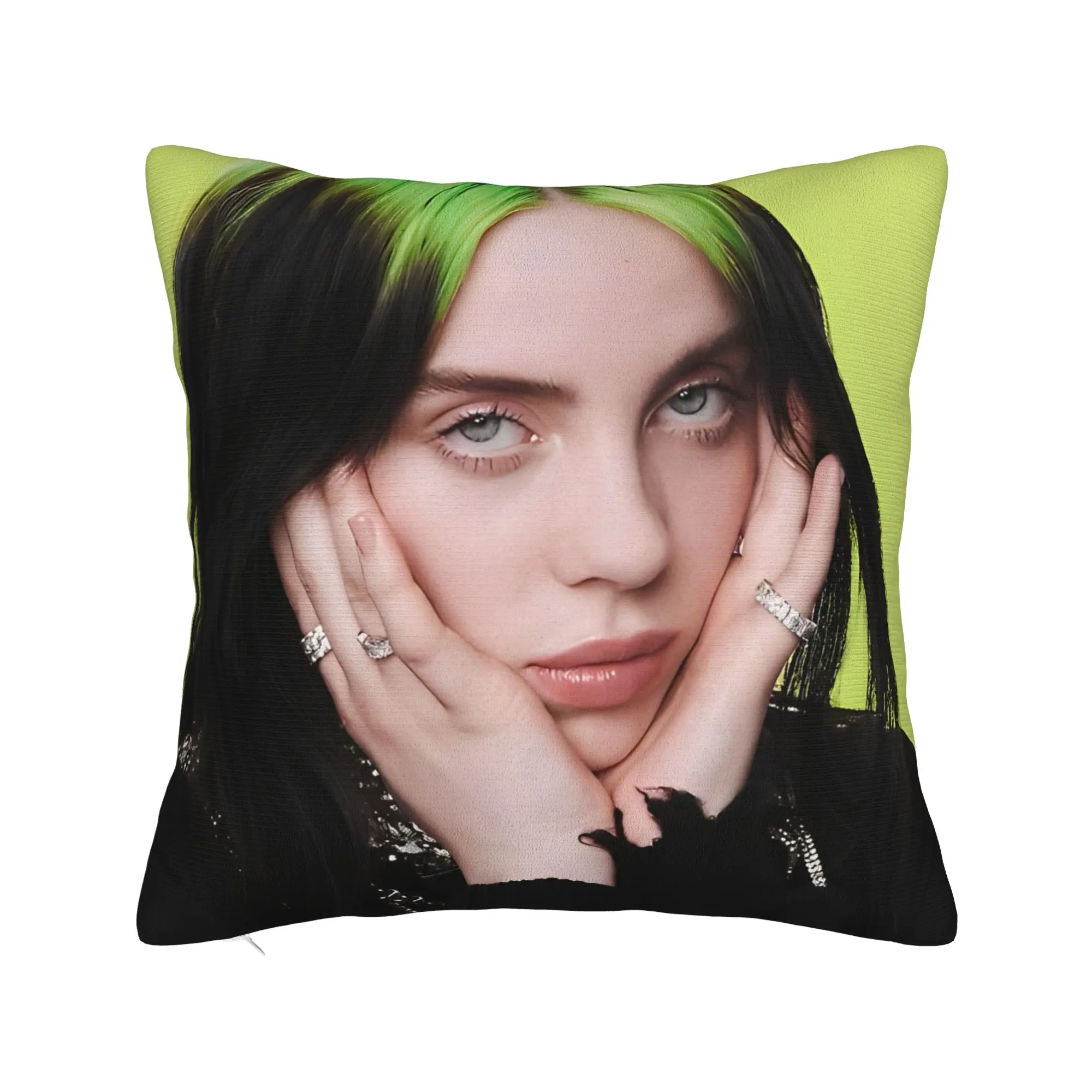 Billies Eilish Hip Hop Pillowcase Soft Polyester Cushion Cover Decor  Pillow Case Cover Home Zippered 45*45cm