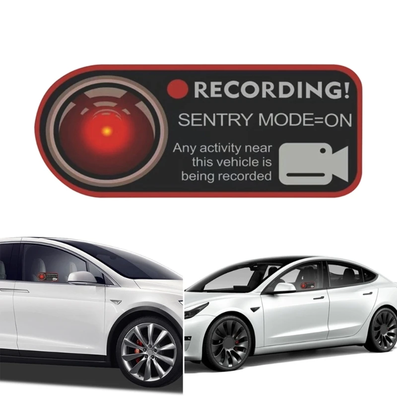 Waterproof Car Warning Sticker Parking Safety Vehicle Surveillances Decal Alert System Car Sticker Decoration for Model 3/Y