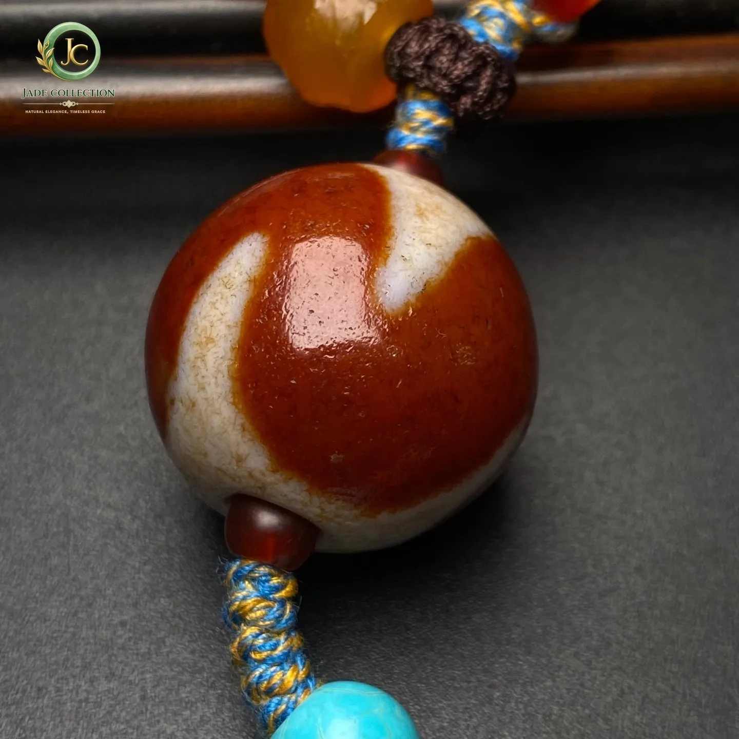 Rare Tibetan Buddhism Agate Tiger Tooth Dzi Bead Amulet Necklace Pendant G839