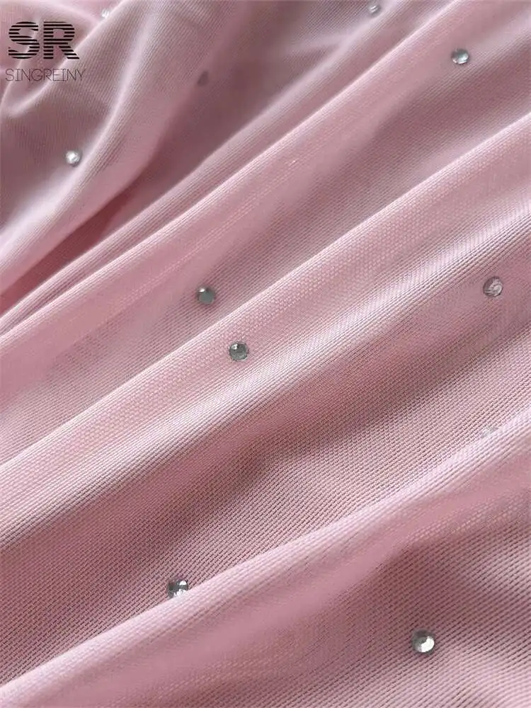 BabYoung Sommer Perlen Zwei Stücke Sets Frauen Halter Crop Top + Sheer Solide Bodycon Langen Rock Mesh Sexy Urlaub 2 stücke Anzüge