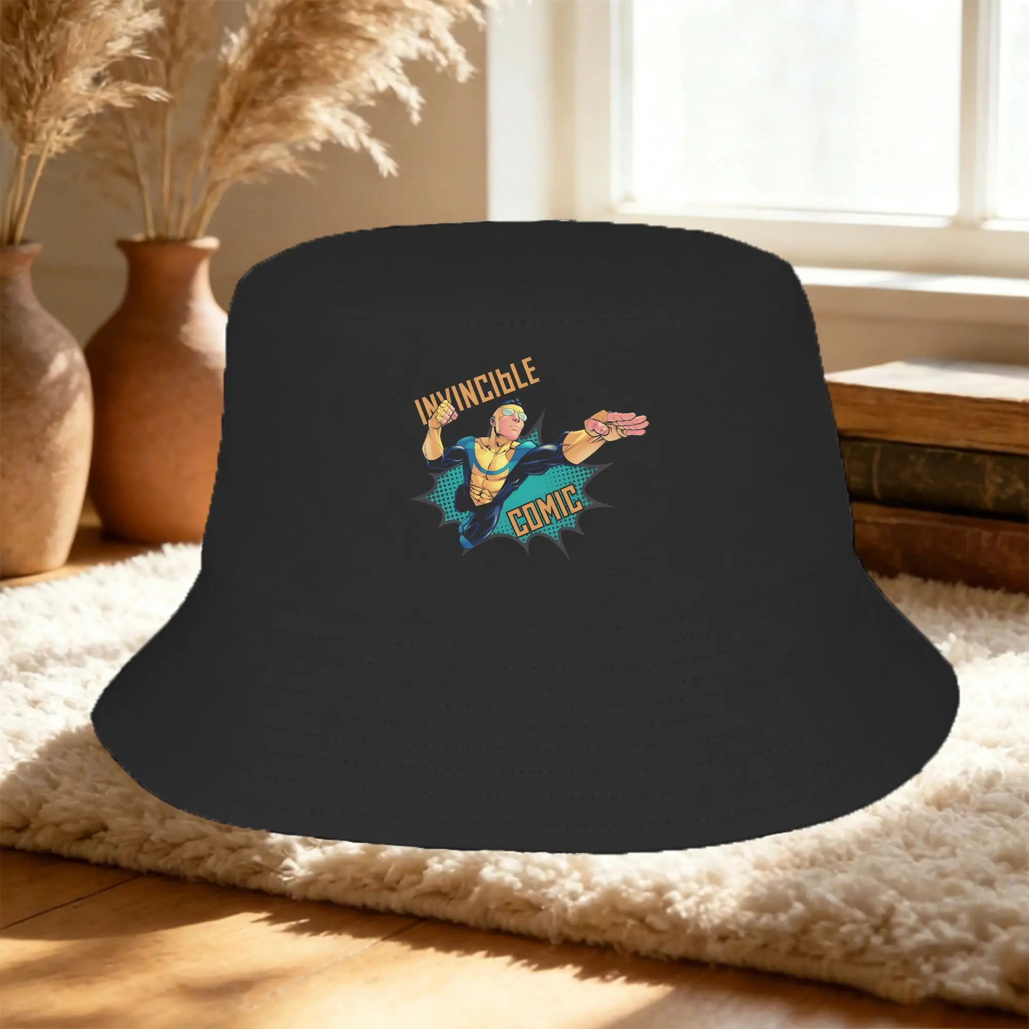 Style Invincible Comic Animated Bucket Hats Women Foldable  Fishing Hat Vocation Getaway Headwear Bob Hat
