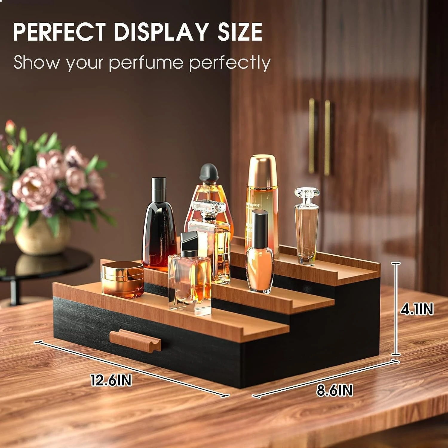 Wooden Decorative Shelf Cosmetics Perfume Ladder Display Shelf Display Display Shelf Dresser