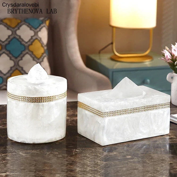 Luxury Nordic Rhinestone Bathroom Tissue Boxes Makeup Control Remote Sorage /Cotton Swab/toothpick Holder/ Bathing Accesso