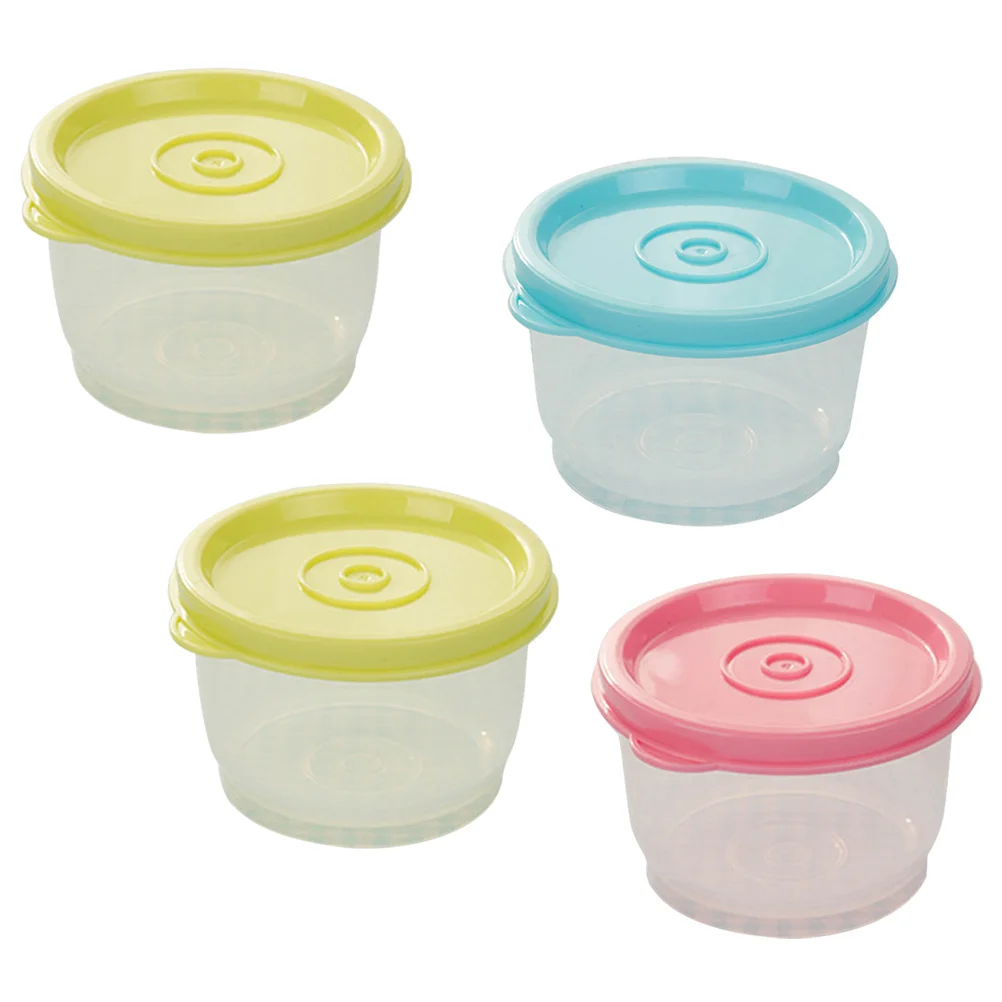 

4pcs Round Crisper Sealed Bowls Microwavable Freezer Dishwasher Safe Food Storage Containers Plastic Lunch Boxes