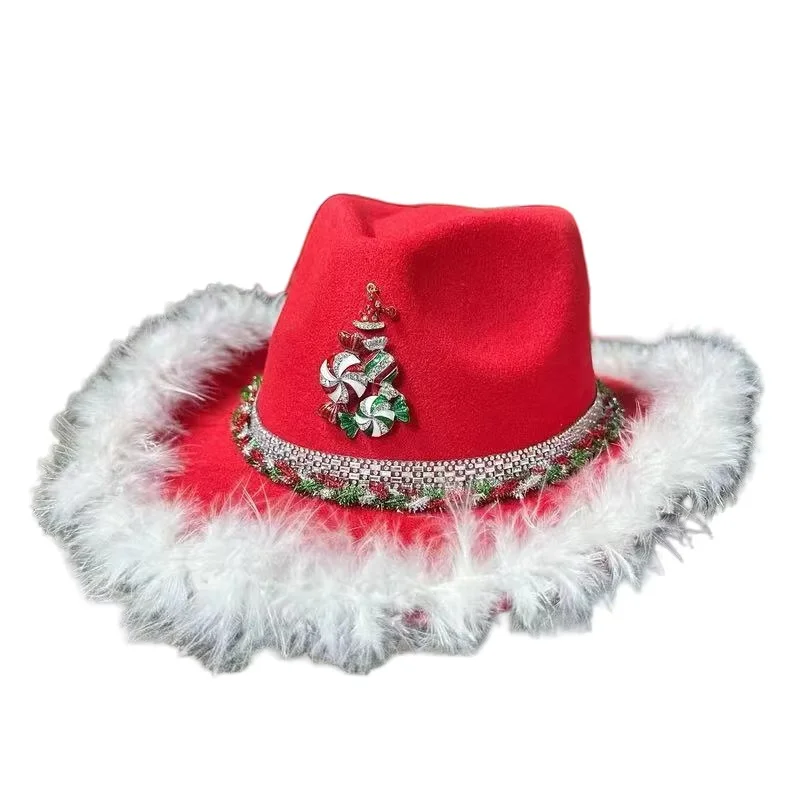 HongLuan Glitzer-Kostüm, Hut für Erwachsene und Cowboy-Hüte, Strass für Damen, Cowboy-Cosplay, Damen-Accessoires und Cowgirl-Kappe
