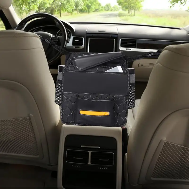 Car Storage Bag Multifunctional PU Leather Between Seats Organizer Portable & Reusable Car Spacious Storage For Phone Purse Keys