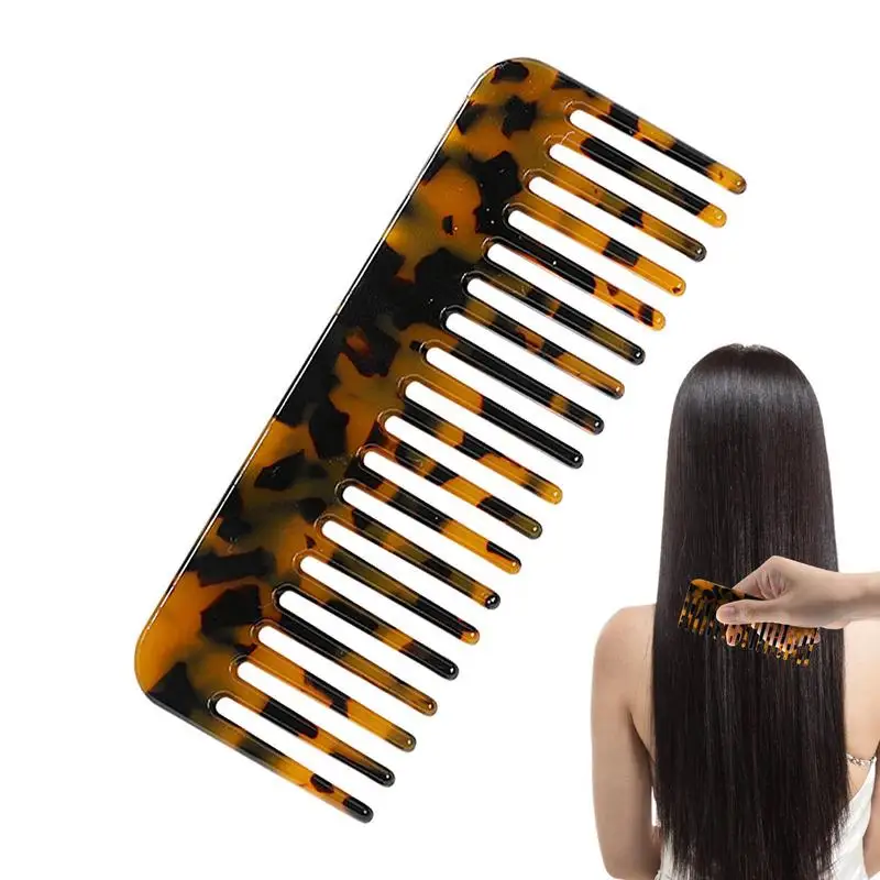 Acetate Hair Comb Antistatic Marbled Small Travel Purse Hair Detangling Comb Wide Tooth Comb Handmade Saw-Cut Polished Hair