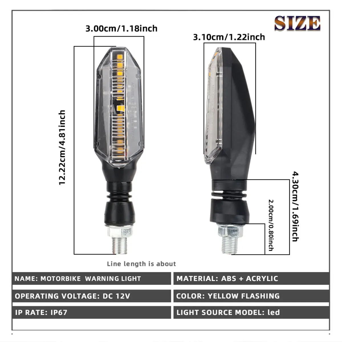 2/4pcs Motorcycle LED FlowingTurn Signal Indicator Long Short Lights Blinkers Flashers Amber Color motorcycle Accessories led12V