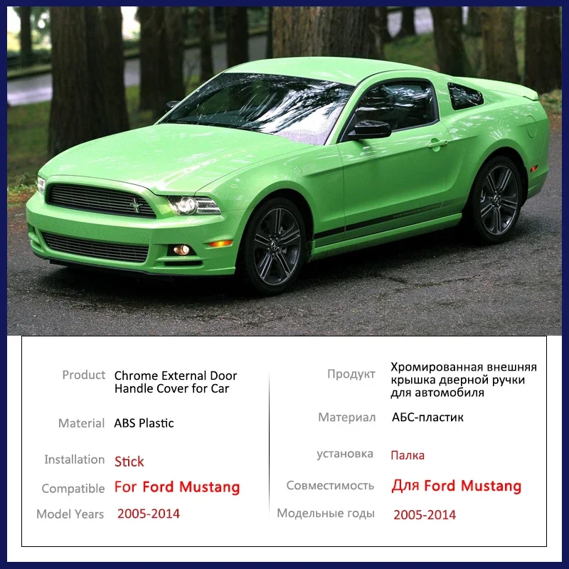 Voor Ford Mustang MK5 S197 2005 ~ 2014 Shelby Gt GT500 Chrome Deurgreep Cover Trim Stickers Auto Decoratie Styling accessoires