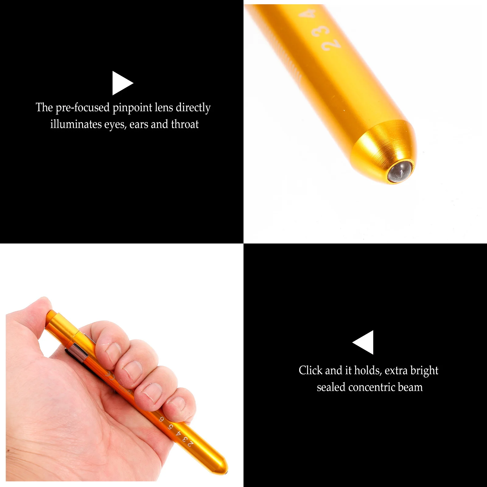 

3Pcs LED Random Color Warm White Light Pupil Gauge Nurse Diagnostic Pocket Clip Healthcare Set