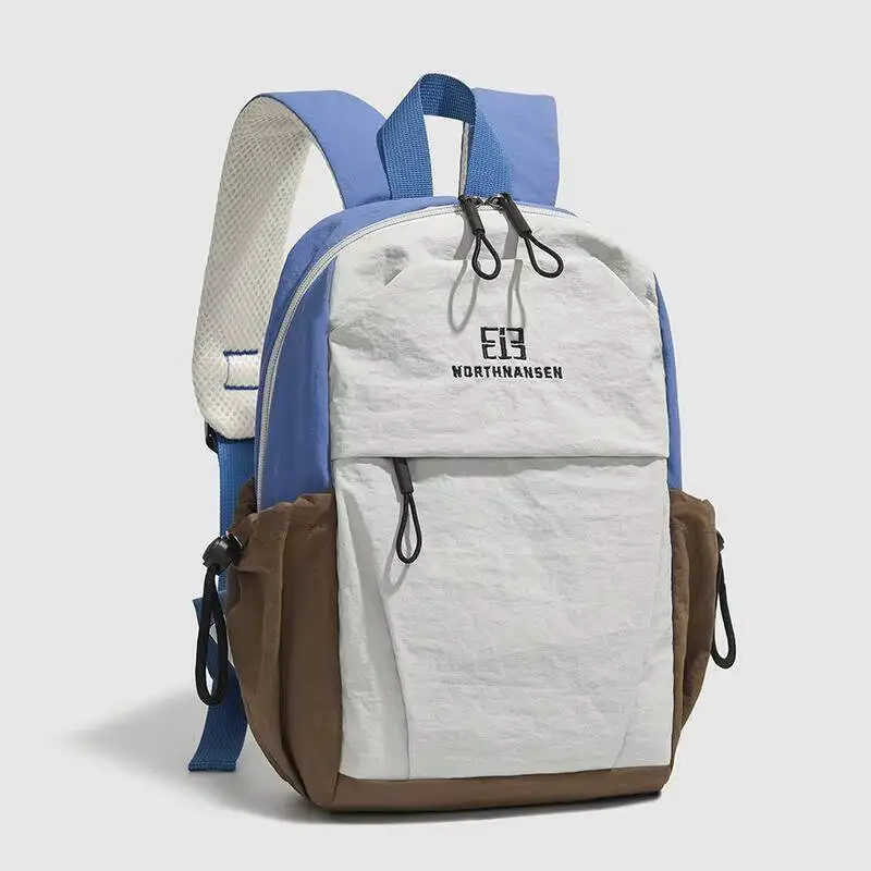 New Color Block Backpack Waterproof Nylon Multiple Pockets Breathable Mesh Straps Adjustable for Daily Commute Travel Casual