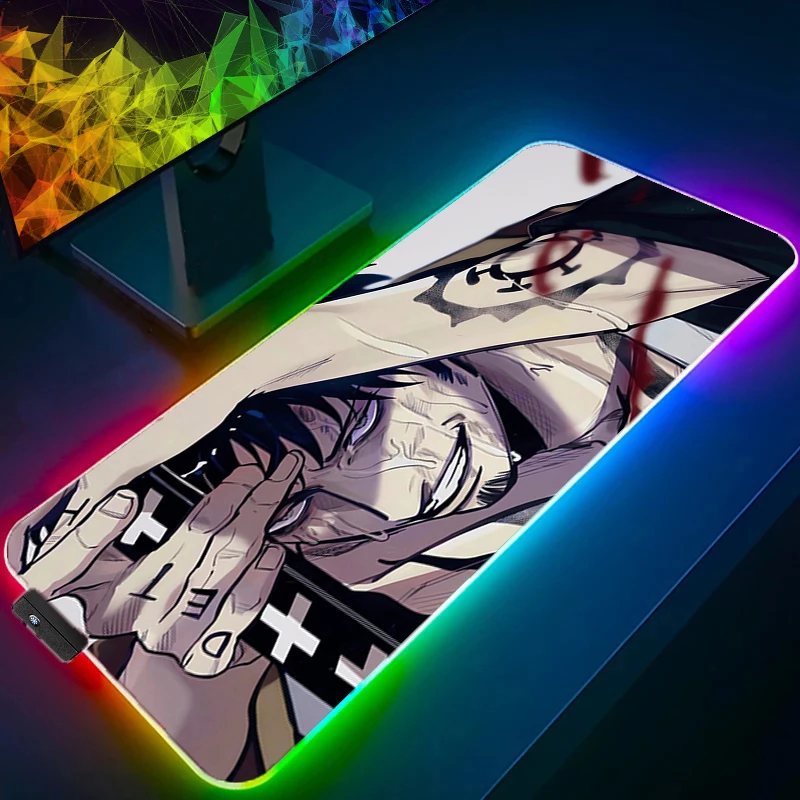 

RGB Mouse Pad one piece Trafalgar law Anime Gaming Accessories LED Keyboard Desk Mat Gamer Carpet Mousepad Backlight Mouse Mats