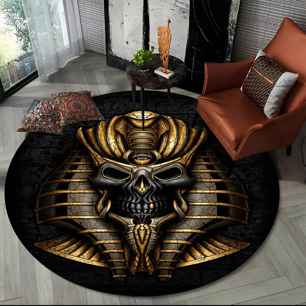 Egyptian Ideographic Symbols Eye of Horus Round Carpet Rug for Living Room Bedroom Child Decor,Pet Area Rug Non-slip Floor Mat