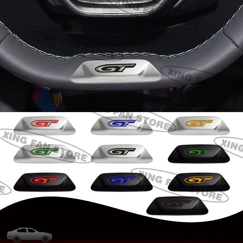 GT Metal Emblem Car Steering Wheel Badge Sticker Decal For Peugeot 208 5008 4008 3008 508 GT Line Decoration Accessories