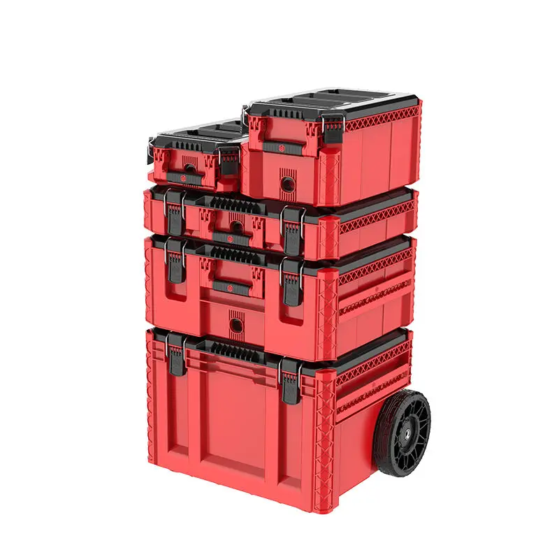 Best Selling Waterproof Stackable Portable Toolbox-Handcart with Wheels for Equipment Storage and Hardware Tool Flight Case