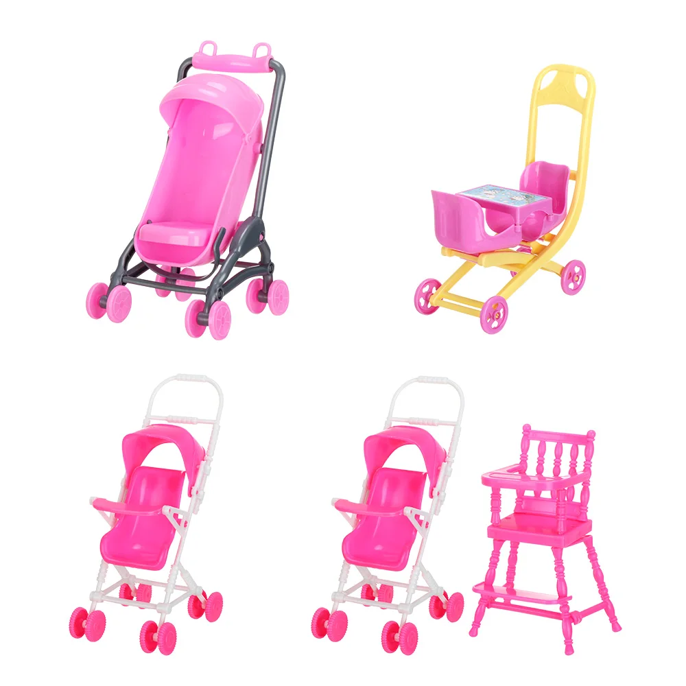 Baby Stroller for Dolls Dollhouse Furniture accessories Infant Carriage Trolley Nursery Model Girls Doll house Play Toys