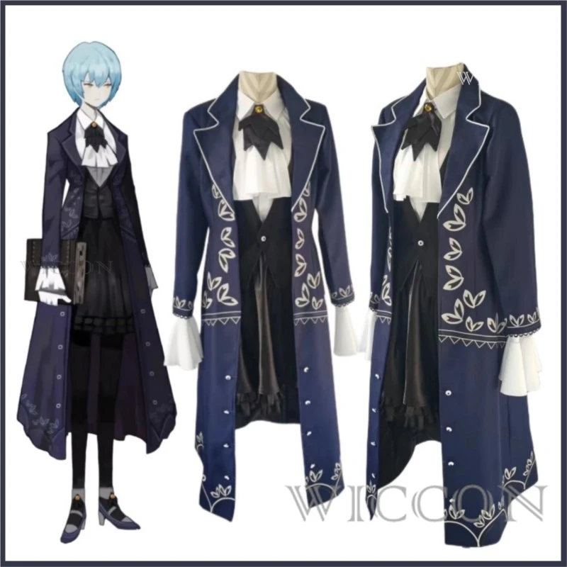 Anime Game Library of Ruina Angela Cosplay Costume Wig Tailcoat Printing Long Coat Uniform Shoes Man Woman Carnival Party Suit