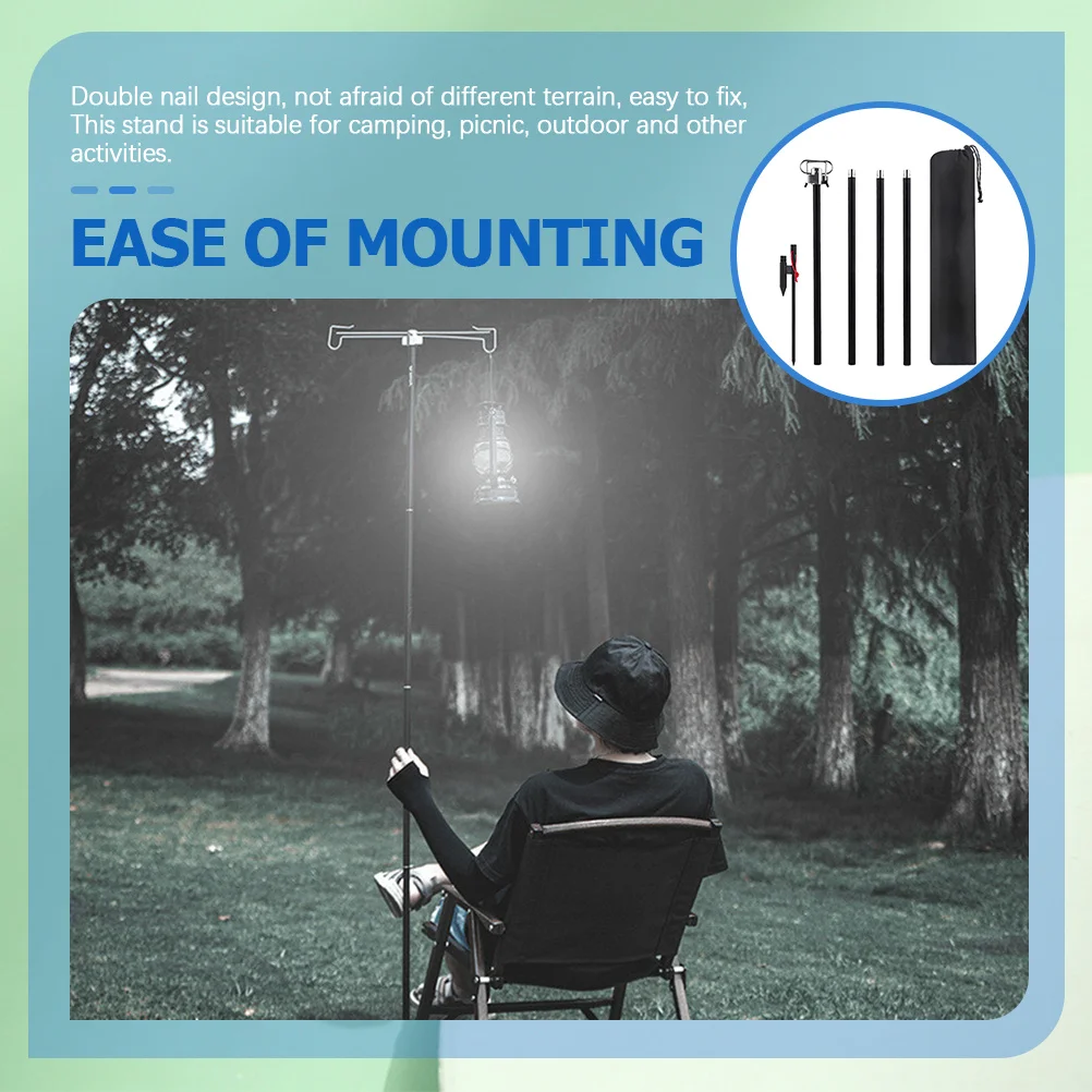 

1Set Lantern Stand Outdoor Camping Lamp Rack Foldable Portable Double Hooks Adjustable Light Bracket Lantern Stand