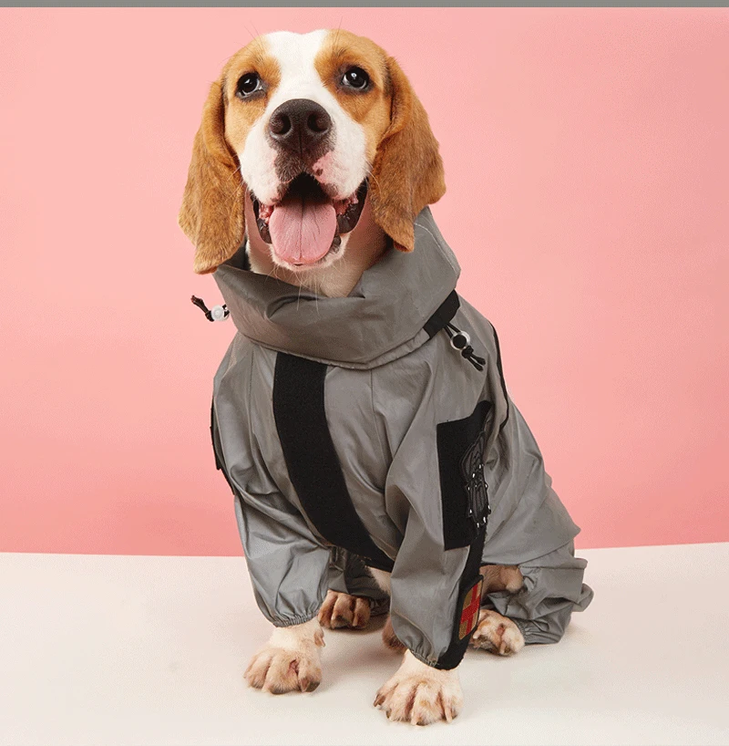 Outdoor-Regenmantel für große Hunde, Sonnenschutz, reflektierende Jacke, Haustier-Regenmantel, Kapuzenpullover, wasserdicht, mittelgroße und große Hundekleidung, Regenmantel-Overall – Detail 17