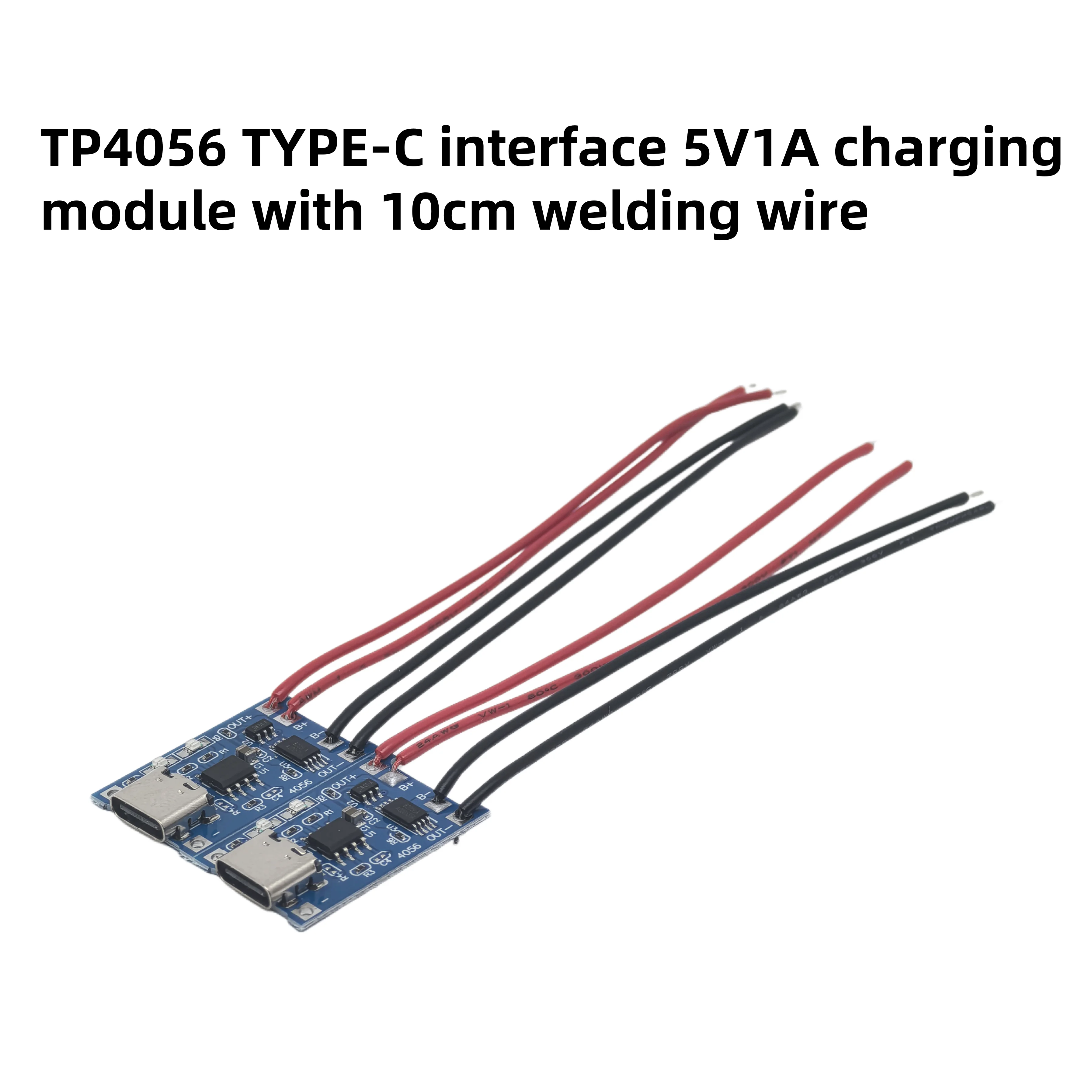 10pcs TP4056 3.7V 3.6V 4.2V Lithium Battery 5V1A TYPE-C Charging and Discharging Protection Board with 10cm Pre-soldered Wires