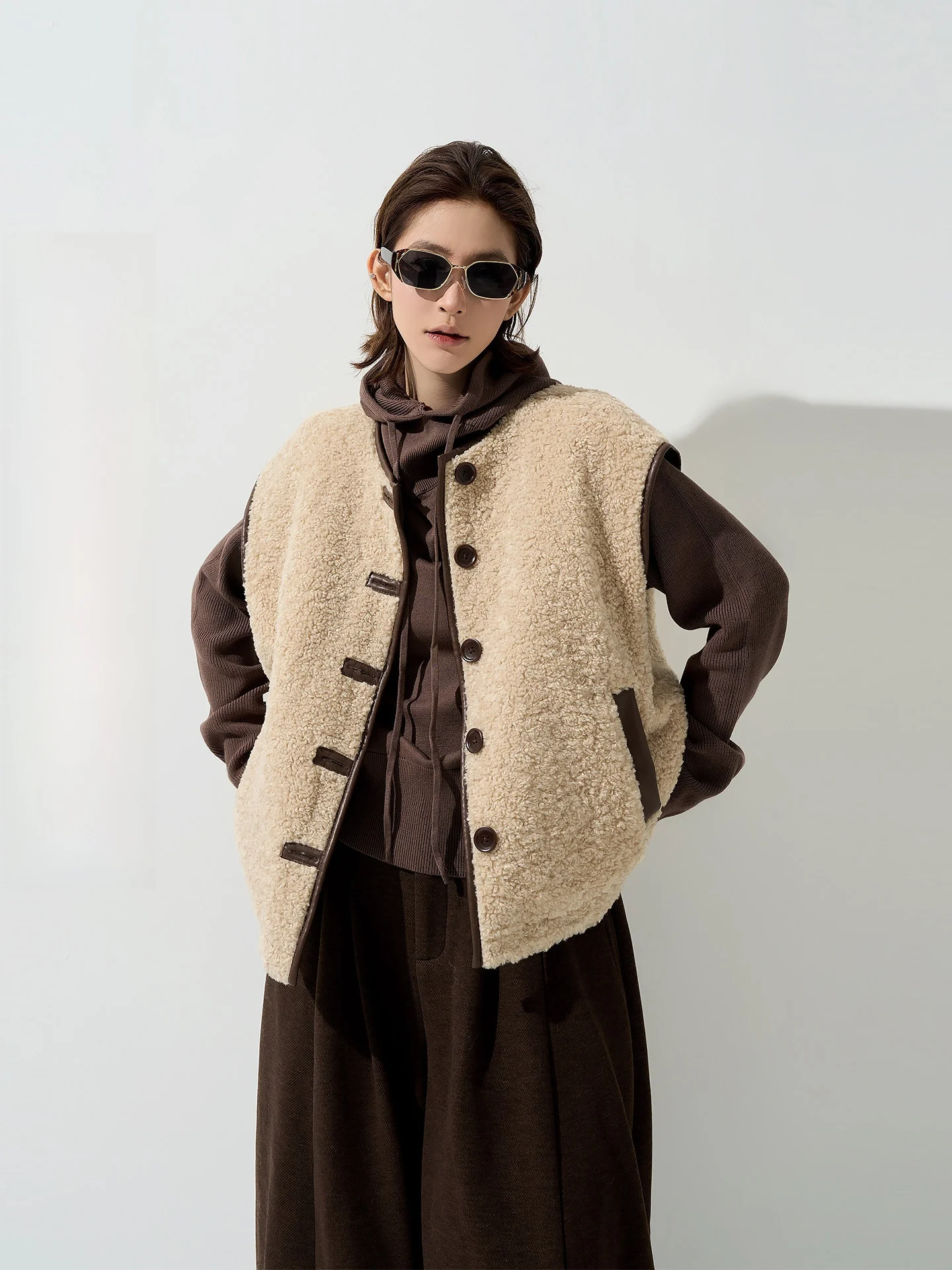 

Теплый женский жилет из овчины, свободный кардиган-топ без рукавов, осенне-зимняя модная тонкая верхняя одежда