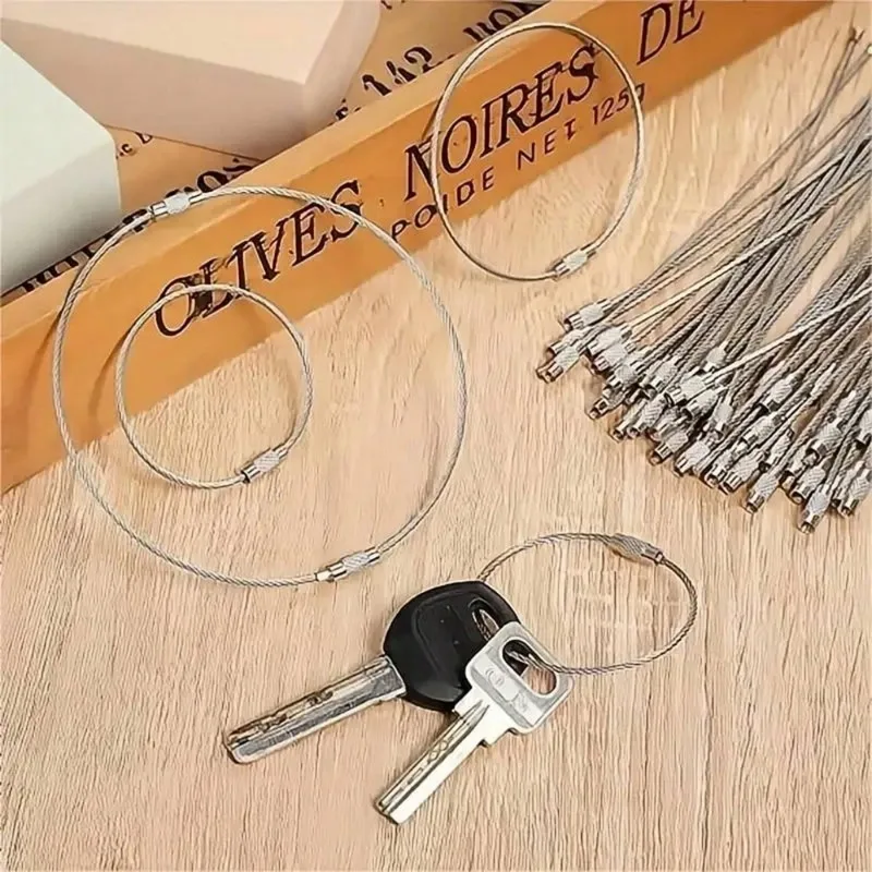 10-piece Stainless Steel Wire Travel Backpack Keychain Luggage Tag Bag Ring Wire Braided Keychain Luggage Tag Ring Tag Holder