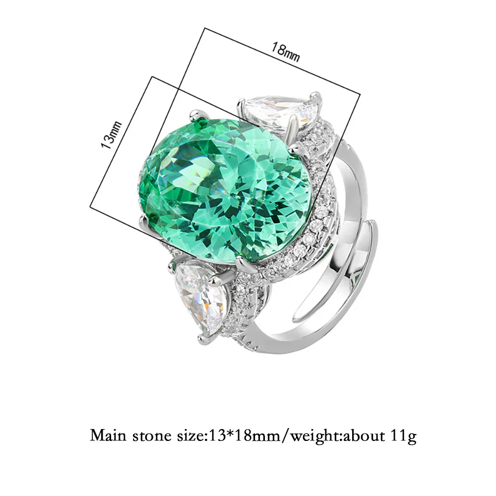 رائعة 13*18 مللي متر Paraiba الأخضر التورمالين مختبر خاتم الماس الرجعية الأحجار الكريمة حفلة غرامة جوهرة للنساء اكسسوارات هدية عيد ميلاد #6