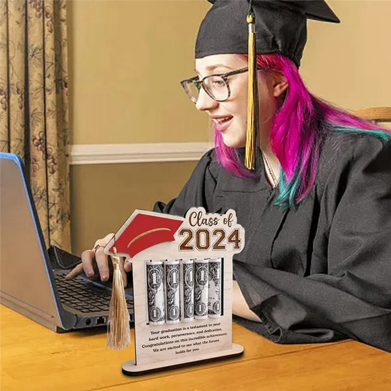 A003 Держатель для денежных карт 2024, выпускной держатель для денег, деревянный зажим для денег в виде поздравления для домашнего декора рабочего стола, вечерние сувениры, прочный B