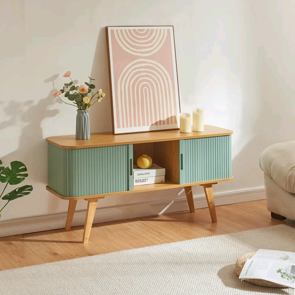 Floor-Standing TV Stand,Combohome Wooden Tv Stands With 2 Sliding Doors Hot Selling Product Modern And Luxury Living Room Tv Sta