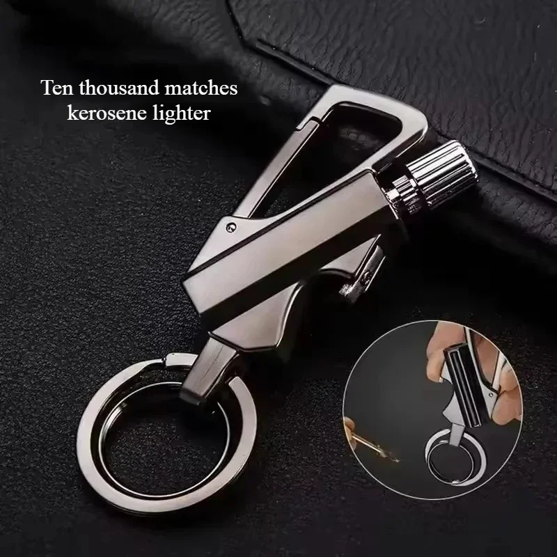 New Multifunctional Keychain Bottle Opener Ten Thousand Times Match Outdoor Waterproof Portable Metal Igniter Men's Gift