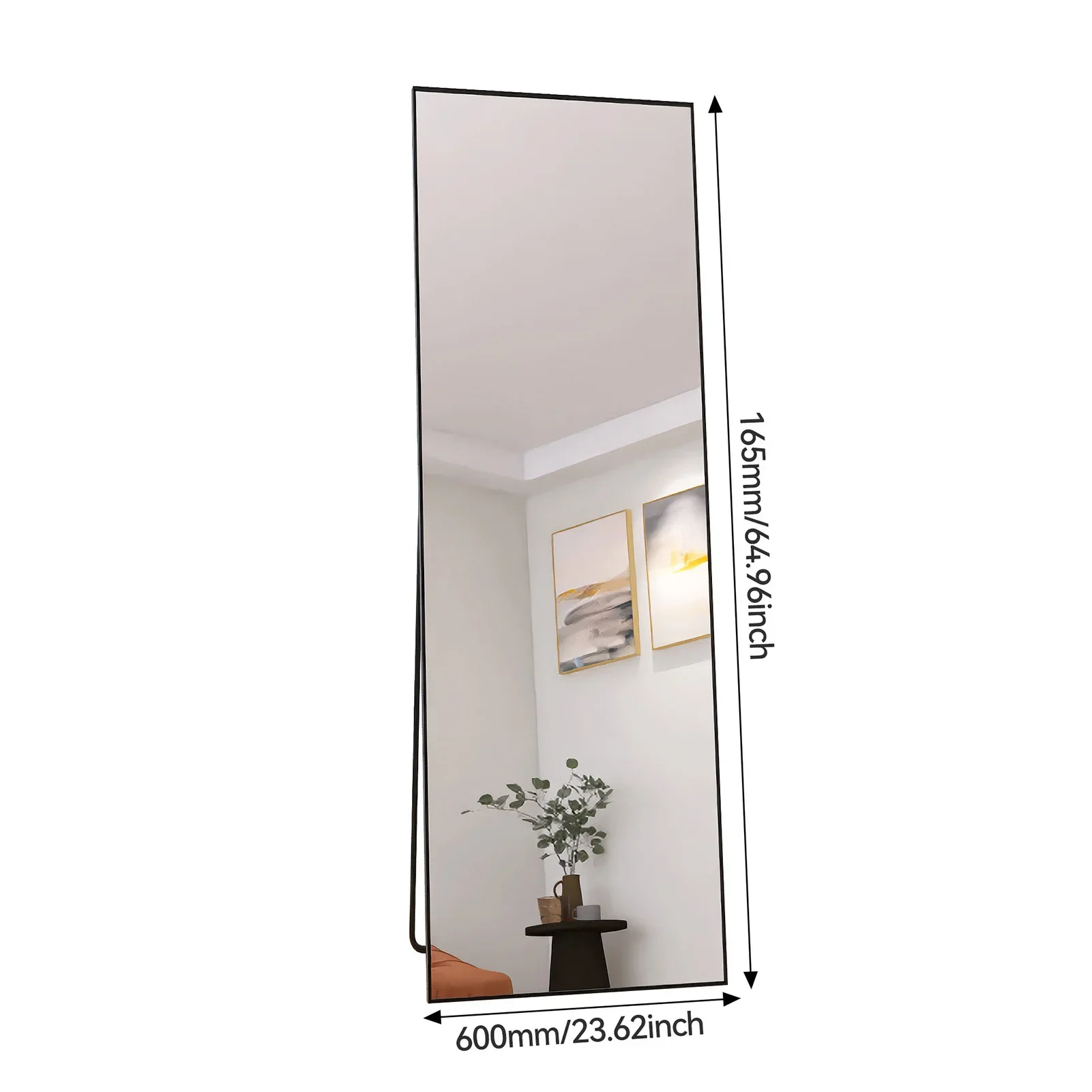 Fangange Staande Spiegel, Spiegel op Volle Lengte met Aluminium Frame, Grote Wandspiegel Staand/Hangend voor Woonkamer Slaapkamer