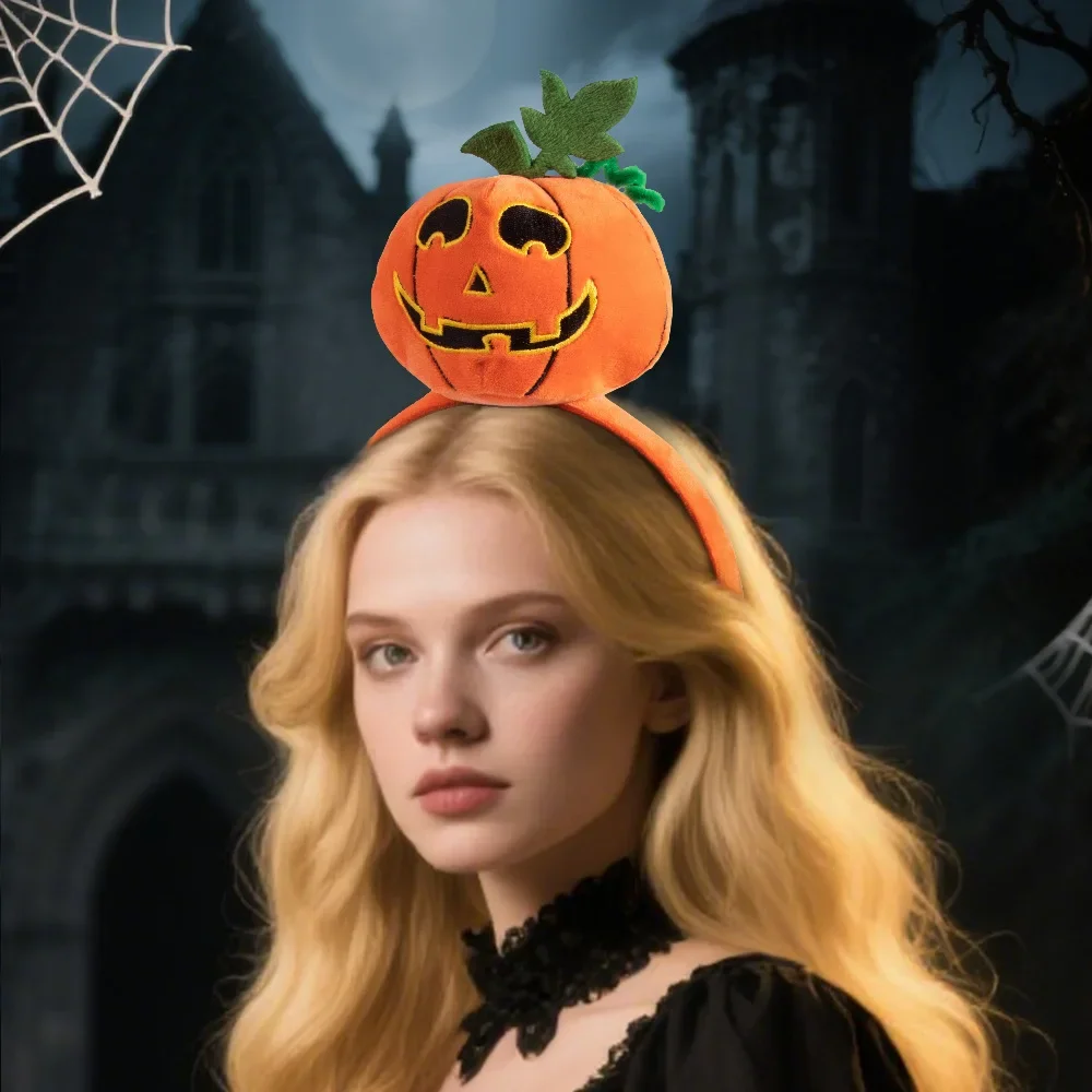 Halloween Soft Plush Headband Pumpkin Ghost Spider Bat Skull Vampire Hairband Cosplay Party Fancy Dress Hair Accessory Props