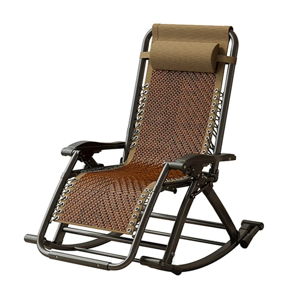 

Rocking Chair, Lounge Chair, Adult Folding Nap Bed Rattan Chair, Back and Easy Balcony Home Leisure Elderly Lazy Sleeping Chair