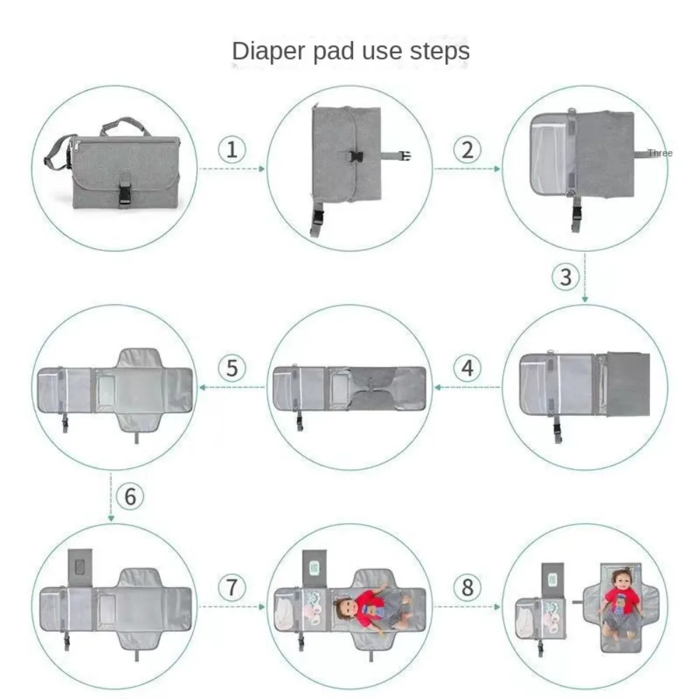 Almohadillas portátiles plegables para cambiar pañales con bolsa de toallitas inteligentes, almohadilla para cambiar pañales de viaje impermeable, Kit de cambio de bolsillos