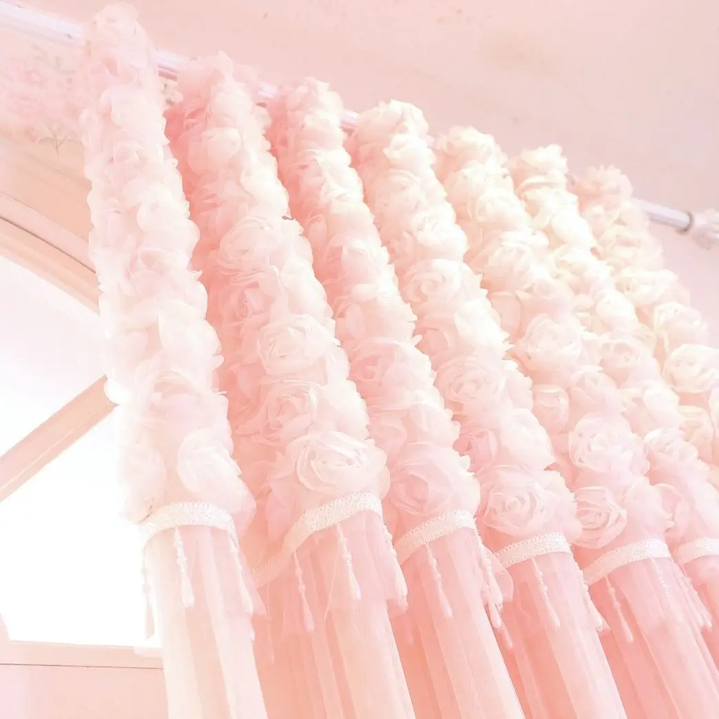 

Кружевная двухслойная занавеска в стиле принцессы для девочек, прозрачная занавеска с вышивкой для свадебной комнаты, спальни