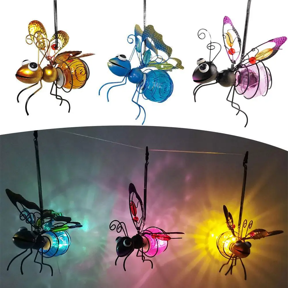 

Солнечная статуэтка насекомого из железа со светодиодной подсветкой, водонепроницаемое уличное украшение для подвешивания на дерево, для забора, двора, сада, декоративное украшение