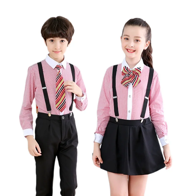 children's chorus performance clothes, kindergarten small host reading clothes, boys and girls' suspenders suit performance