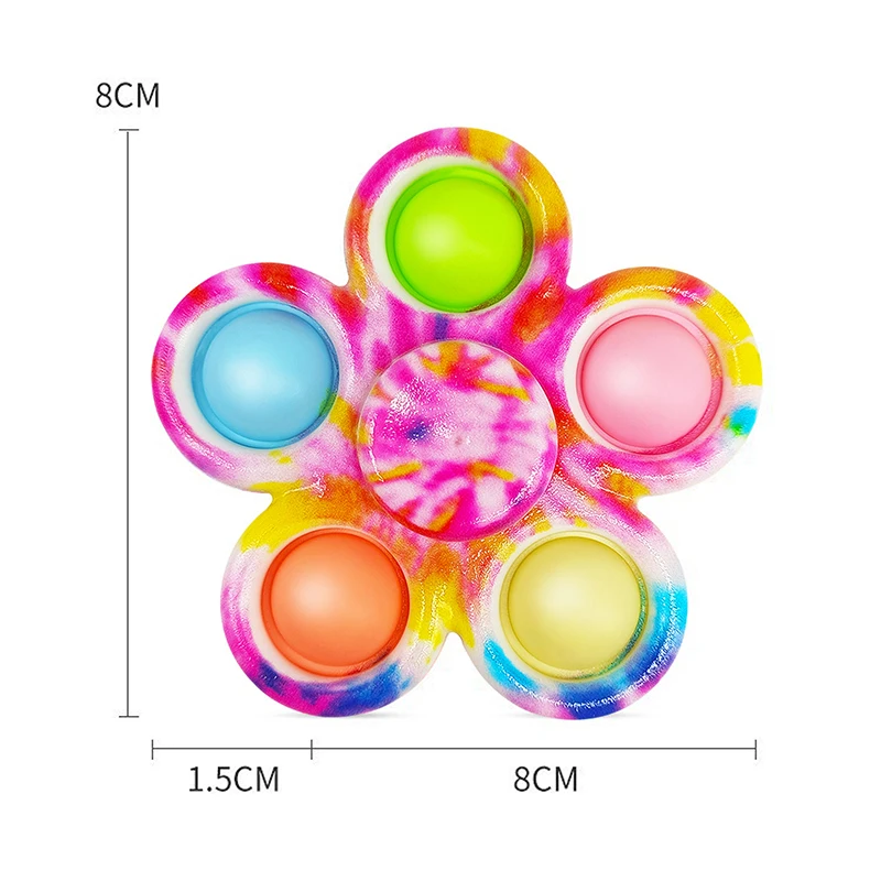 Mainan Jari Pop Spinner Fidget Sederhana Pewarna Dasi Spinner Tangan Gelembung Tekan untuk ADHD Gif Sensorik Penghilang Stres Kecemasan untuk Anak-anak