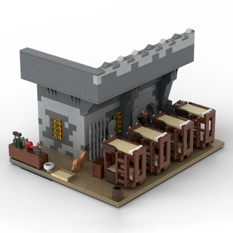 Model Średniowiecznego Zamku MOC Klocki Konstrukcyjne Brama Wojskowa Architektura Modularna Technologia Prezent dla Dzieci Zabawki do Składania Zestaw